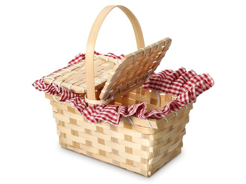 Hot Selling Wicker Picnic Basket Tall Discount Baskets Green 5 People Boho