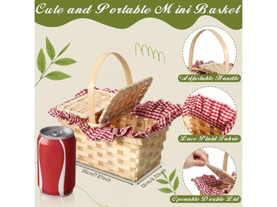 Hot Selling Wicker Picnic Basket Tall Discount Baskets Green 5 People Boho