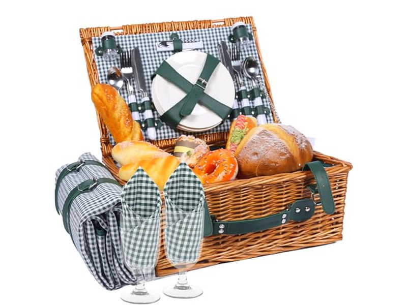 Mini Picnic Basket Set Childrens Hamper Wicker Round For Wall 5