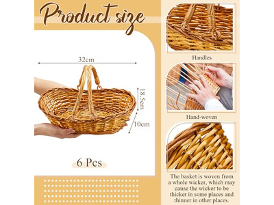 Mini Picnic Baskets With Lids 30Cm Rattan Basket Foldable Outdoor