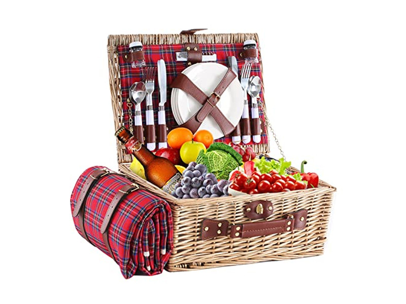 Picnic Basket Designer With Plastic Place Packing Hamper For 2 Hiking Stainless