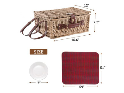Picnic Basket Designer With Plastic Place Packing Hamper For 2 Hiking Stainless