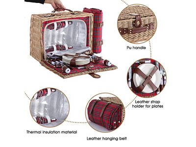 Picnic Basket Designer With Plastic Place Packing Hamper For 2 Hiking Stainless