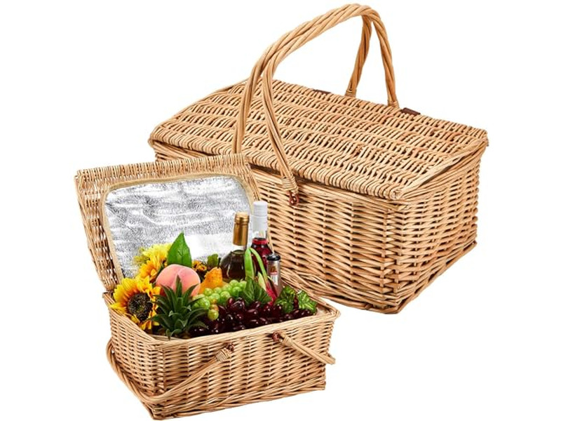 Picnic Basket With Shoulder Strap Wicker 4 Person Baskets Bags For