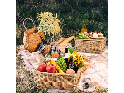 Picnic Basket With Shoulder Strap Wicker 4 Person Baskets Bags For