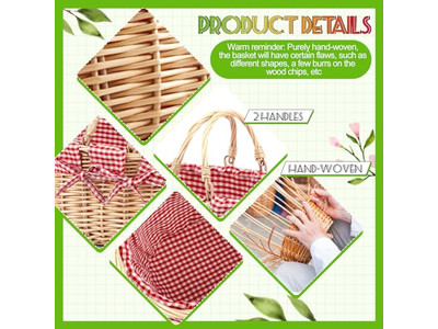 Picnic Set For 2 With Table Fold Up Basket Lid Flat Woven Wicker Box