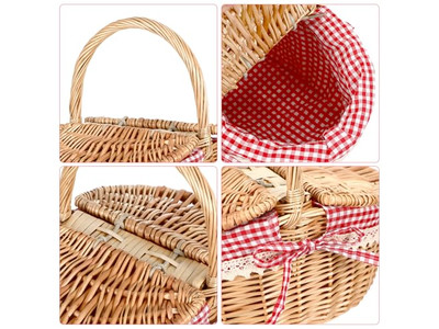Rattan Barrel Picnic Basket Cheap Empty Baskets Plain Wicker Round Sample Fruit