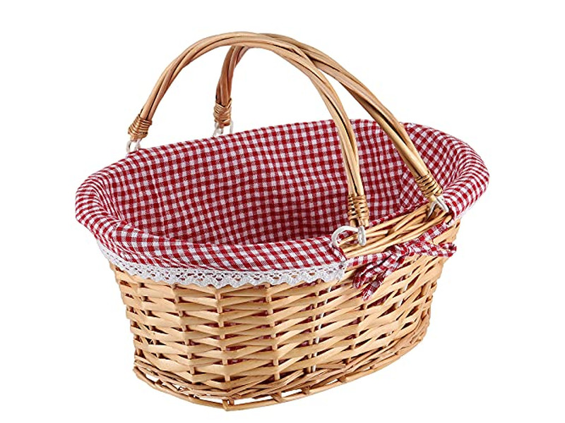 Rattan Picnic Basket Vietnam Backpack For Two Cylinder Camping Bag Gingham