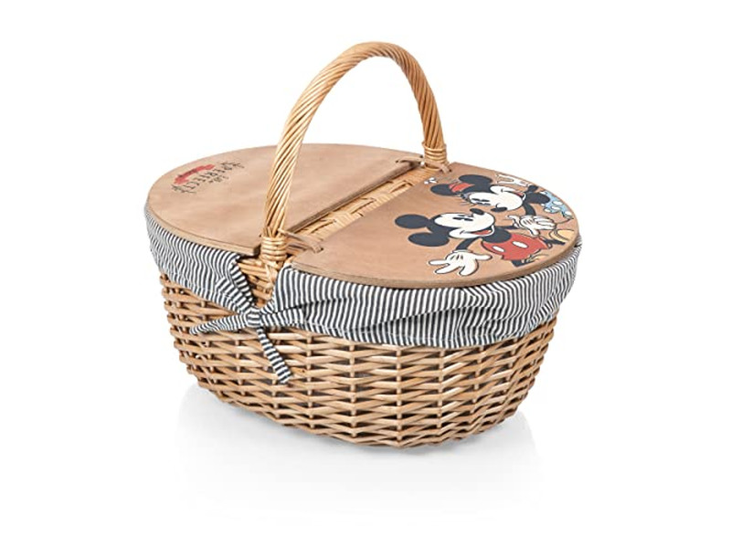 Small Seagrass Basket Picnic Gear And Accessories Set Wooden Lid Cover