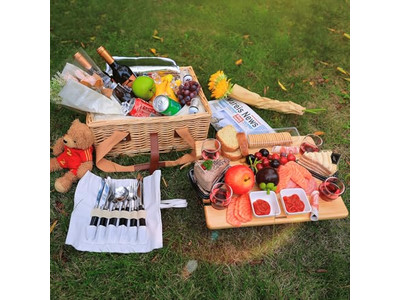 Vintage Wooden Picnic Basket Heart Shaped Handmade Large Hamper Soft Capacity