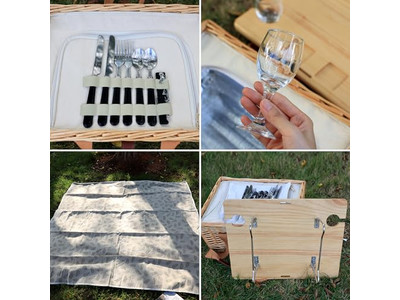 Vintage Wooden Picnic Basket Heart Shaped Handmade Large Hamper Soft Capacity