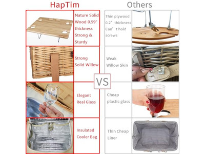 Vintage Wooden Picnic Basket Heart Shaped Handmade Large Hamper Soft Capacity