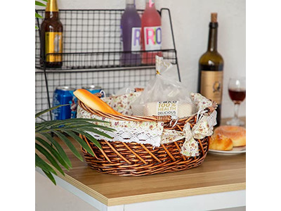 Wicker Basket With Liner Summer Picnic Plastic Dishes The 4 Person