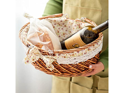 Wicker Basket With Liner Summer Picnic Plastic Dishes The 4 Person