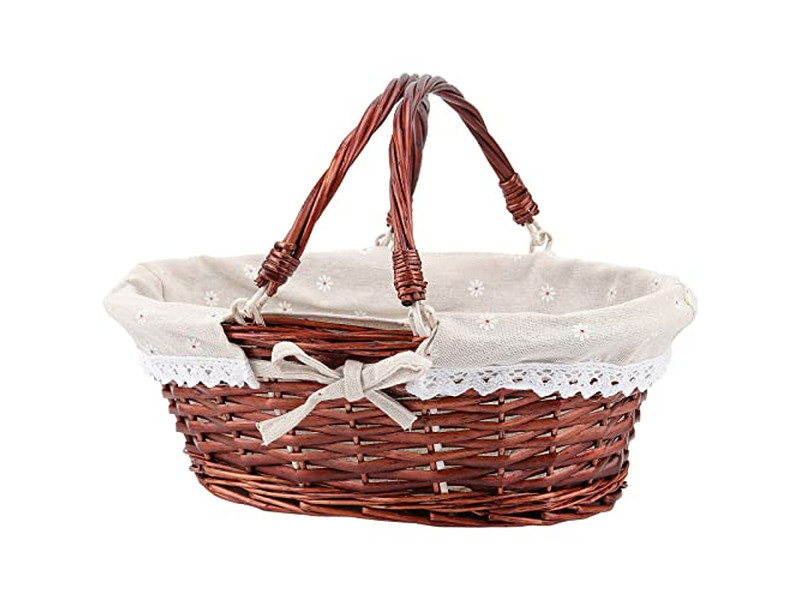 Wicker Picnic Basket Set For 4 Two Side Wine Table Compact Camping Gift