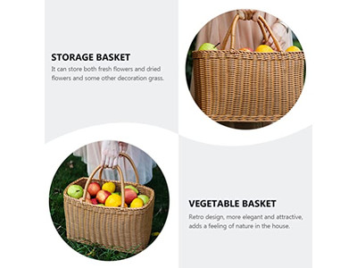 Bamboo Picnic Basket With Lid Banana Rattan Vintage Tin Baskets Pasket Wholasale