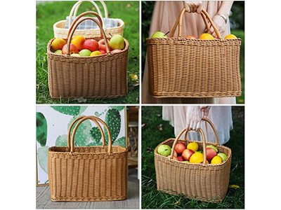 Bamboo Picnic Basket With Lid Banana Rattan Vintage Tin Baskets Pasket Wholasale