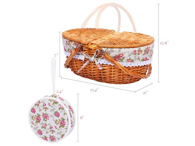 Bamboo Picnic Basket With Net Mini Table Filled Hampers Baskets For Crafts Cute