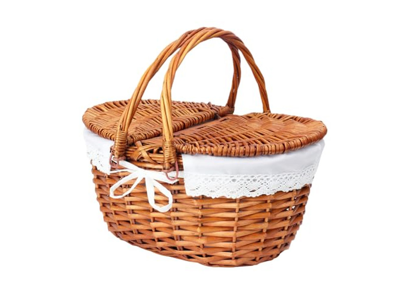 Basket Picnic 2 Sets Junior Display With Drink Holder Plastic Rattan
