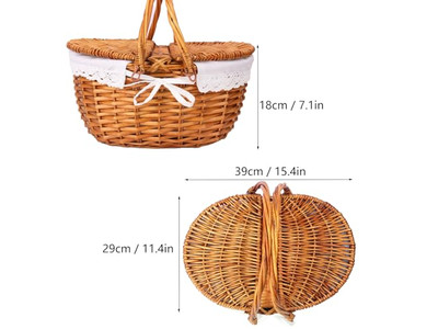 Basket Picnic 2 Sets Junior Display With Drink Holder Plastic Rattan