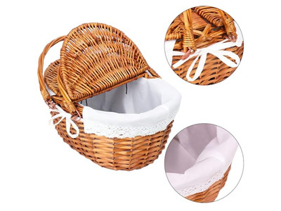 Basket Picnic 2 Sets Junior Display With Drink Holder Plastic Rattan