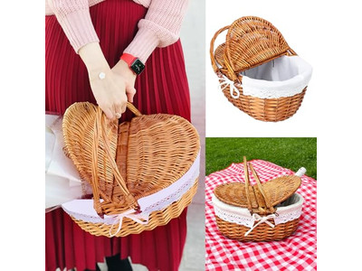 Basket Picnic 2 Sets Junior Display With Drink Holder Plastic Rattan