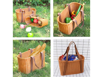 Bicnic Basket With Blanket Small Picnic Favors Handmade Wood Chip Backpack Kit