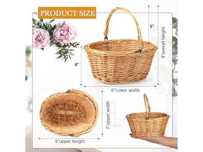 Children Picnic Hamper Sets For 6 Plastic Basket Toy With Wood Handle Deep