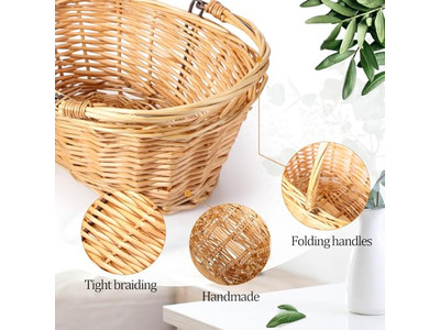 Children Picnic Hamper Sets For 6 Plastic Basket Toy With Wood Handle Deep