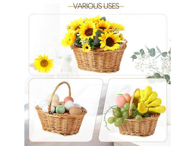 Children Picnic Hamper Sets For 6 Plastic Basket Toy With Wood Handle Deep