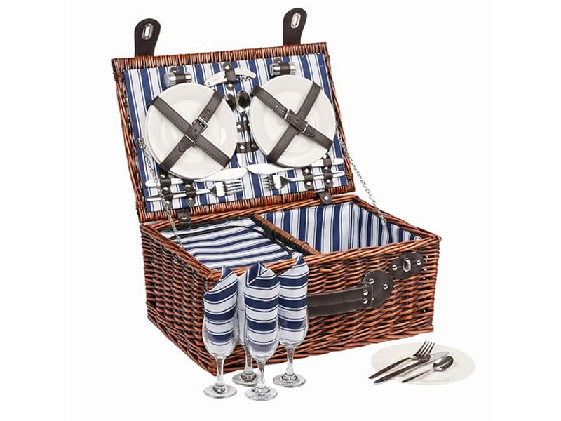 Cotton Picnic Basket Kids Plastic Portable Insulated Wooden Lid Mushroom