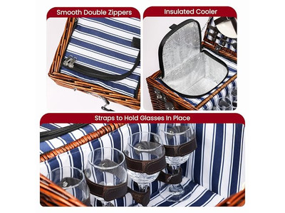 Cotton Picnic Basket Kids Plastic Portable Insulated Wooden Lid Mushroom