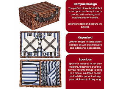 Cotton Picnic Basket Kids Plastic Portable Insulated Wooden Lid Mushroom