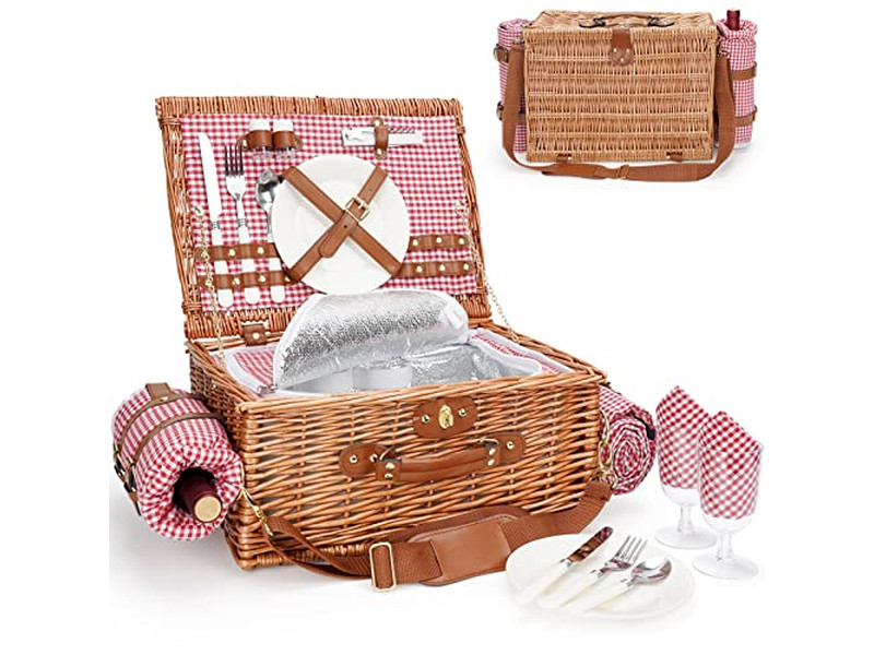 Family Size Picnic Basket For 4 People Bulk Baskets Rattan Willow Xxl