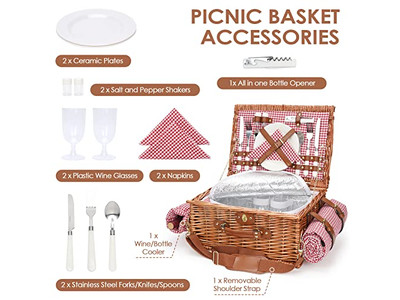 Family Size Picnic Basket For 4 People Bulk Baskets Rattan Willow Xxl