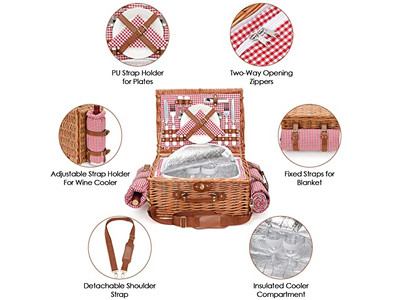 Family Size Picnic Basket For 4 People Bulk Baskets Rattan Willow Xxl