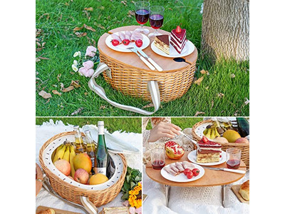 French Woven Picnic Basket Lunch Resin Wicker Plastic Mini Baskets For Kids