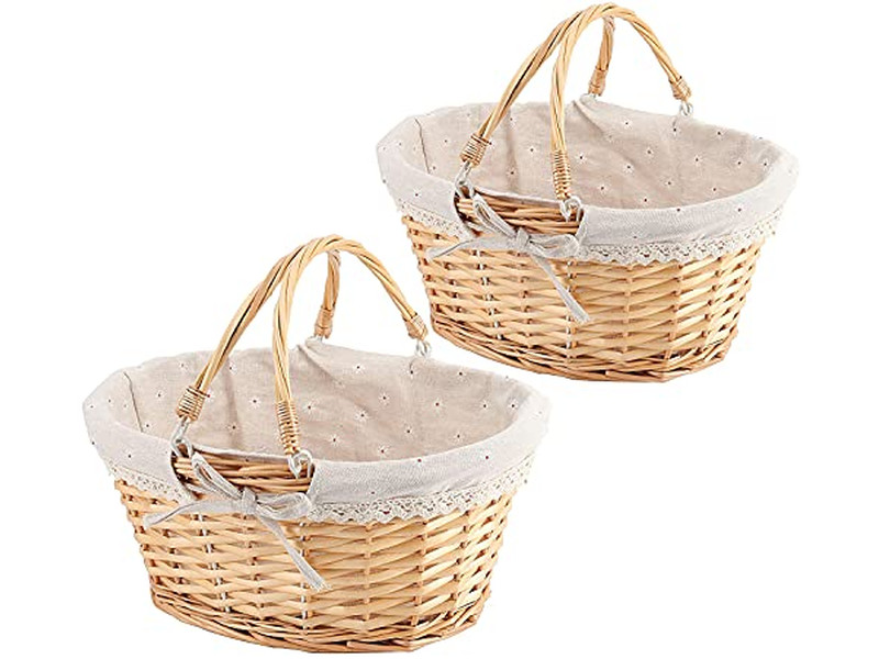 Handwoven Grass Picnic Basket Dark Brown Baskets With Dishes Bamboo Plates
