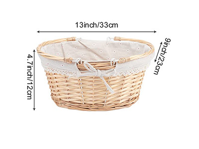 Handwoven Grass Picnic Basket Dark Brown Baskets With Dishes Bamboo Plates