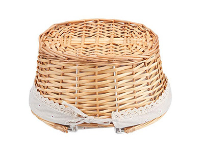 Handwoven Grass Picnic Basket Dark Brown Baskets With Dishes Bamboo Plates