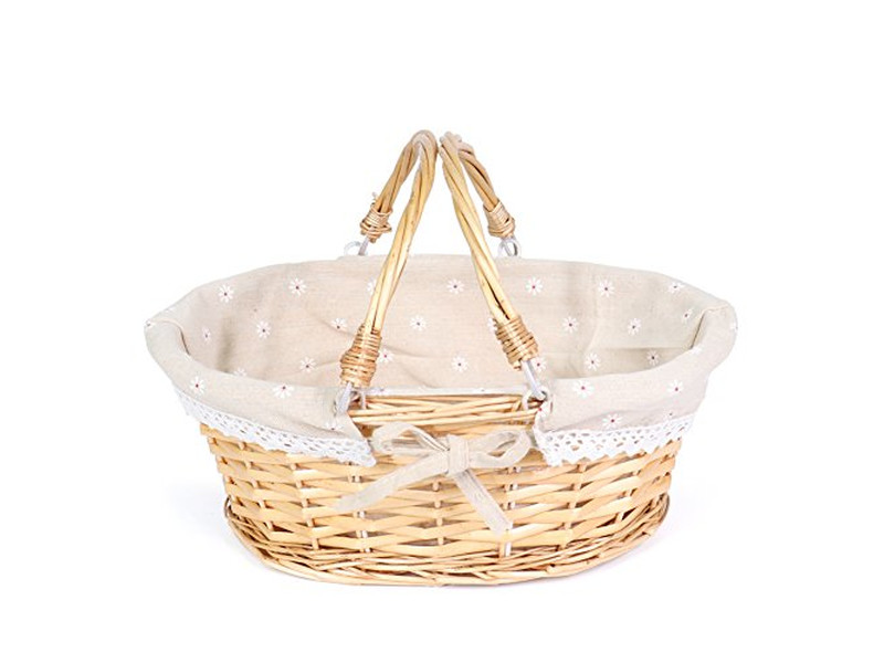 Large Wicker Picnic Hamper Bag For 2 Small Baskets With Lids Folding Outdoor