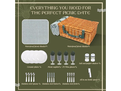 Mini Picnic Basket Set Childrens Hamper Wicker Round For Wall 5