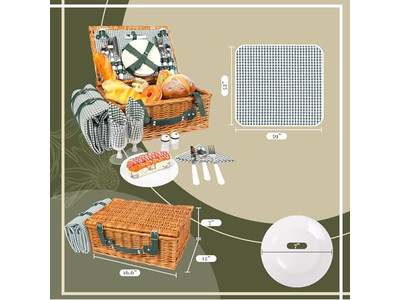 Mini Picnic Basket Set Childrens Hamper Wicker Round For Wall 5
