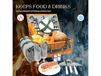 Mini Picnic Basket Set Childrens Hamper Wicker Round For Wall 5