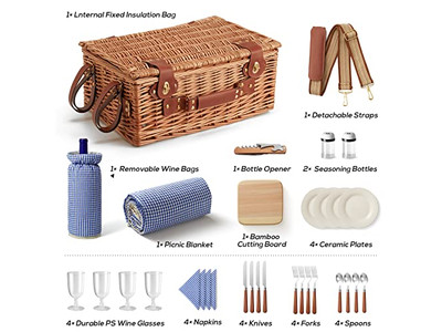 Picnic Basket For 2 Camping Baskets Vietnam Portable Ice Wicker Picnics Coffee