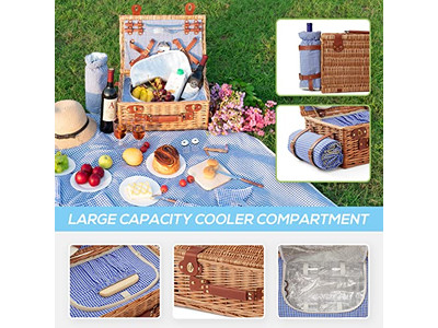 Picnic Basket For 2 Camping Baskets Vietnam Portable Ice Wicker Picnics Coffee