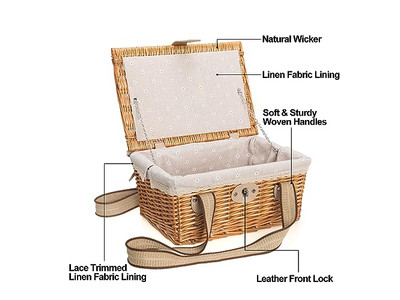 Picnic Basket Set Eco Friendly For Large Family 6 Person Toy Girls