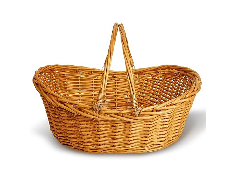 Picnic Basket With Folding Table Hamper For 4 Food Vintage English Woven Lid