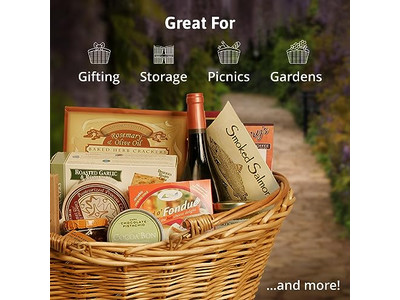 Picnic Basket With Folding Table Hamper For 4 Food Vintage English Woven Lid