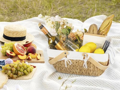 Picnic Basket With Wooden Food Collapsible Baskets Backpack For 4 Person Wheels